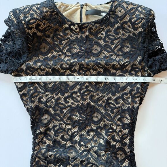 NWOT Rotate Illusion Lace Self Tie Long Sleeve Bodycon Mini Dress in Black Sz 4 - Picture 14 of 16
